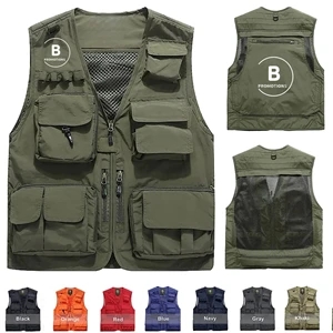 Casual Outdoor Safari Fishing Vest Jacket with Multi Pockets | https://www.bestnamebadges.com