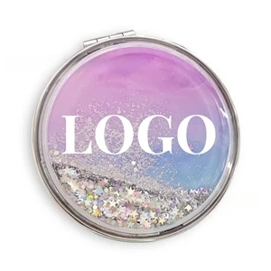 Mini Quicksand  Folding 2.87" Round Compact Mirror