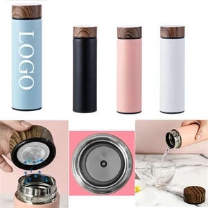 17 Oz Stainless Steel & Wood Grain Thermos Cup