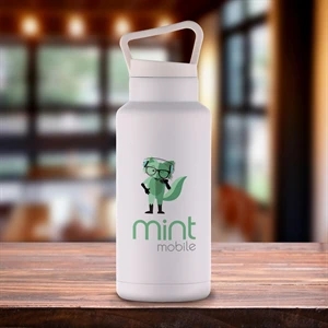 36 oz. Double Wall Stainless Steel Water Bottle With Handle | https://www.bestnamebadges.com