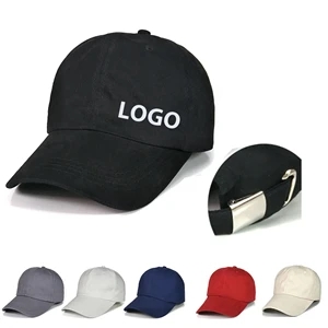 100 % Cotton Structured 6 Panel Baseball Cap w/ Metal Tuck