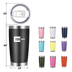 20 oz. Vacuum Powder-Coated Travel Tumbler w/ Custom Imprint