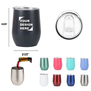 12 oz. Double Wall Vacuum Insulated Wine Tumbler