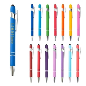 Soft Touch Screen Stylus Click Metal Ballpoint Pen 