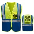 Hi Vis Reflective Class2 Mesh Blue Bottom Safety Pocket Vest | https://www.bestnamebadges.com