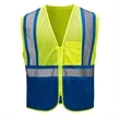 Hi Vis Reflective Class2 Mesh Blue Bottom Safety Pocket Vest | https://www.bestnamebadges.com