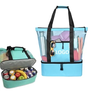 Mesh Beach Tote Bag with Cooler