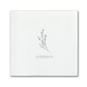 Wispy Floral Premium Beverage Napkin w/uncoined Edge (White)