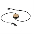 Dual Input 3-in-1 Bamboo Retractable Cable | https://www.bestnamebadges.com