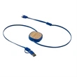 Dual Input 3-in-1 Bamboo Retractable Cable | https://www.bestnamebadges.com