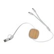 Dual Input 3-in-1 Bamboo Retractable Cable | https://www.bestnamebadges.com