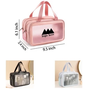 Clear Double Layer PVC Water-resistant Makeup Cosmetic Bag