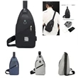Crossbody Shoulder Sling Backpack with USB Charging | https://www.bestnamebadges.com