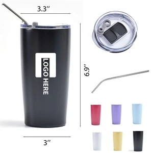 20 OZ Double Wall Vacuum Matte Travel Tumbler w/ Straw & Lid