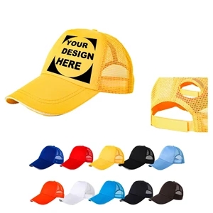 5 Panel Polyester Baseball Mesh Cap w/ Custom Imprint