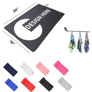 Full Color Microfiber Waffle Weave Golf Towel