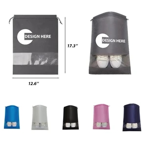 Non-Woven Drawstring Travel Shoe Bag w/ Custom Imprint