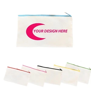 Natural Canvas Pencil bag w/ Colored Zipper