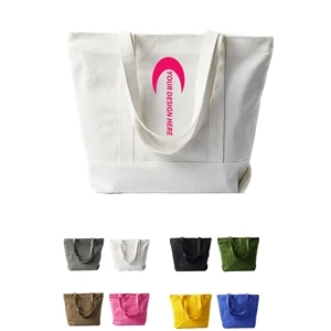 16 oz. Canvas Grocery Tote Bag w/ Zipper Closure