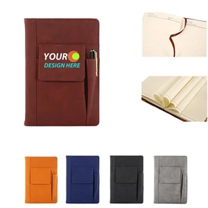 A5 Multi-Functional Leather Notebook w/ Front Pockets