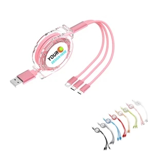Retractable 3 in 1 Charging Date Cable w/ Custom Imprint