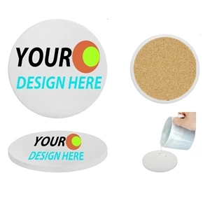 Non-Slip Round Ceramic Coaster w/ Custom Imprint