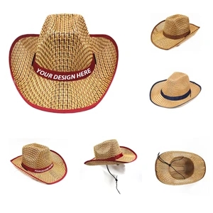 MOQ100 Straw Cowboy Hat w/ Custom Imprint
