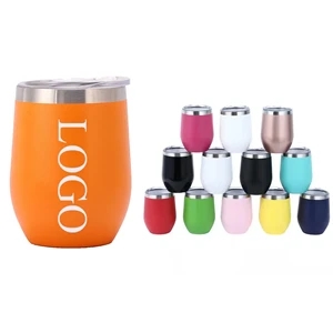 12 Oz Vaccum Insulated Wine Tumbler With Lid