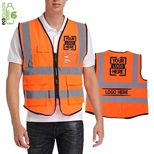 Hi Vis Class 2 Recycled Reflective Safety Vest W/ 5 Pockets | https://www.bestnamebadges.com