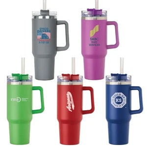 Bright Beluga 40 oz. Vacuum Insulated Tumbler Mug w/ Handle | https://www.bestnamebadges.com