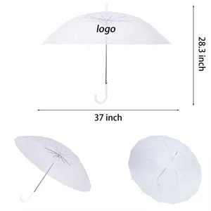 Classic Windproof Transparent Umbrella J Hook Handle Outdoor