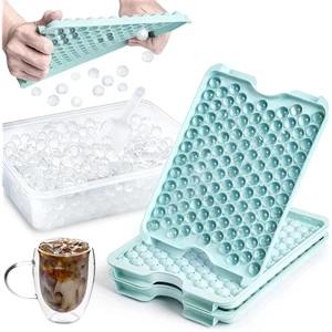 Mini Ice Cube Tray with Lid and Bin- 123X2 Pcs