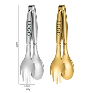 Stainless Steel Tongs With Spoon And Fork Shapes