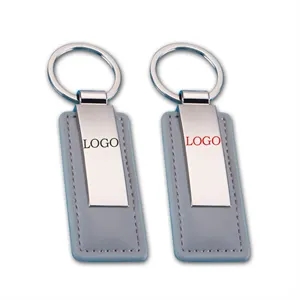 Metal Keychain With Pu Leather