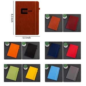A5 Leather Business Notebook with Elastic Band