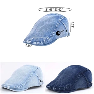 Vintage Washed Denim Duckbill Forward Newsboy Cap