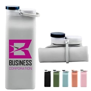 Custom 20oz Large Printing Area Collapsible Water Bottle | https://www.bestnamebadges.com
