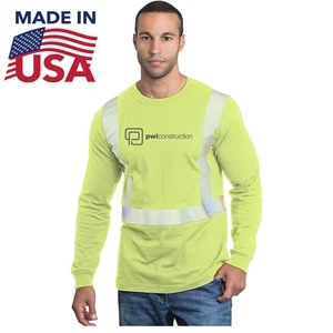 100% USA-Made Hi Vis Class 2 Segmented Safety T-Shirt | https://www.bestnamebadges.com
