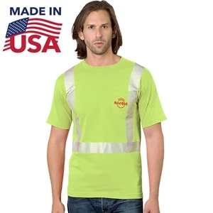 USA-Made Class 2 Poly-Cotton Segmented Safety Pocket T-Shirt | https://www.bestnamebadges.com