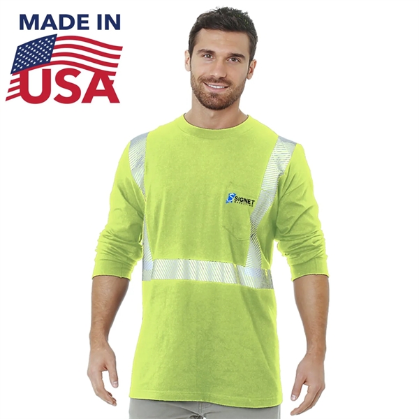 USA-Made Poly-Cotton Segmented Safety Long Sleeve T-Shirt