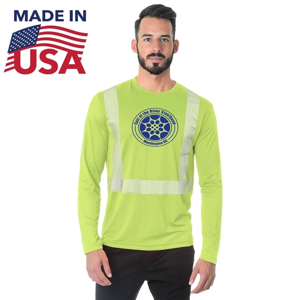 USA-Made 100% Polyester Segmented Safety Long Sleeve T-Shirt