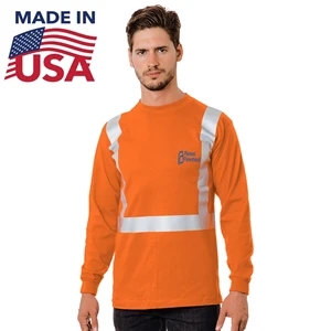 Class 2 USA-Made Poly-Cotton Safety Long Sleeve T-Shirt | https://www.bestnamebadges.com