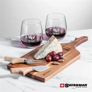 Swissmar® Paddle Board & 2 Crestview Stemless Wine | https://www.bestnamebadges.com