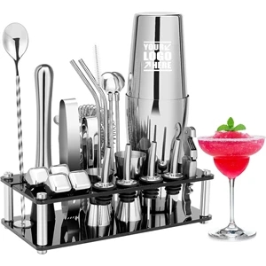 23 pcs Boston Bartender Kit Cocktail Shaker Set | https://www.bestnamebadges.com