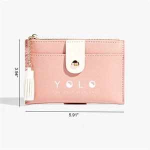 MOQ 50 Leather Zippered Card Case For Women