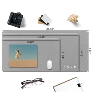 MOQ 60 Large Rectangle PU Leather Mousepad Desk Mat