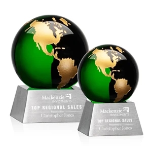 Ryegate Globe Award - Green/Gold | https://www.bestnamebadges.com