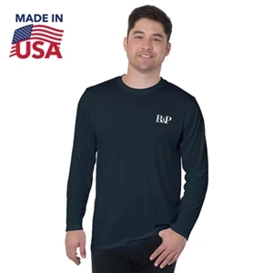 USA-Made 100% Poly Crew Performance Long Sleeve Tee | https://www.bestnamebadges.com