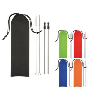 2-Pack Stainless Steel Straw Kit | https://www.bestnamebadges.com