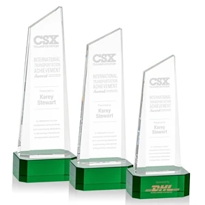 Belmont Tower Award on Padova Base - Green | https://www.bestnamebadges.com